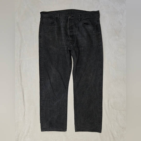 Levi's 501 Men's Jeans Dark Gray Size 40/30 Straight Leg Stylish Distressed - Picture 2 of 11